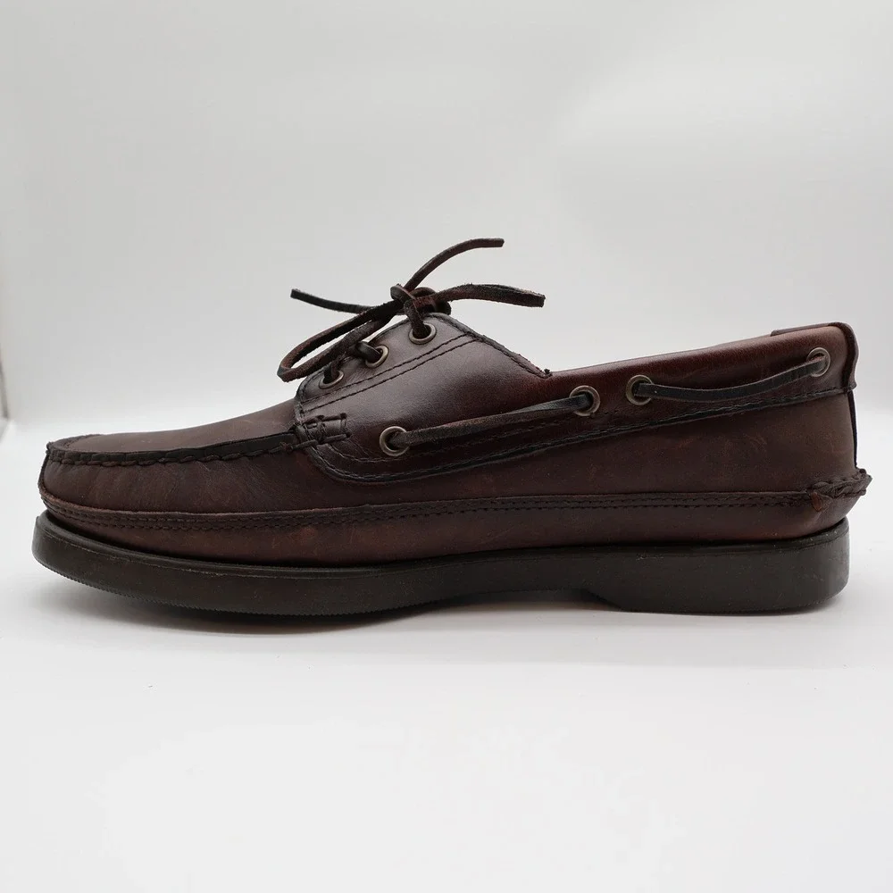 Nunn Bush Boat Shoes Mens 8 Brown Leather Vintage 90s New Old Stock Casuals